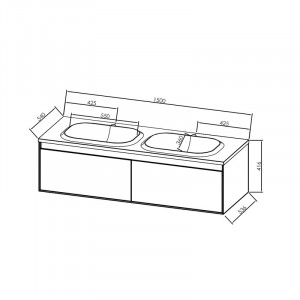 Set mobilier suspendat si lavoar Kolpasan Pandora 150 cm, black stone - Img 4