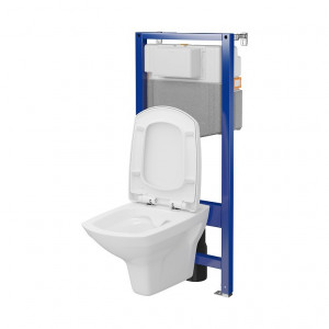 Set rezervor cu cadru Cersanit C37 AQUA 50 MECANIC, vas wc suspendat CARINA CleanON, capac softclose - Img 3
