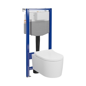 Set rezervor wc incastrat Cersanit C33 Aqua 50 pneumatic cu vas wc suspendat Inverto Stream on si capac soft close - Img 2