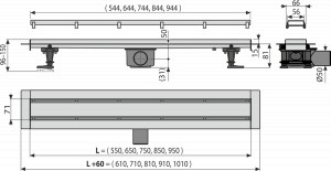 Set rigola cu capac faiantabil Alcadrain APZ13-DOUBLE9 FIT AND GO 95 cm - Img 4