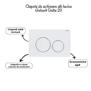 Set vas wc suspendat Bristol Foglia, clapeta alba, rezervor wc incastrat Geberit - Img 4