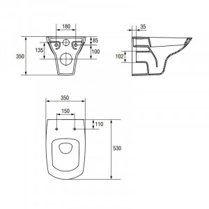 Set vas wc suspendat Cersanit 550 Carina Cleanon cu capac duroplast - Img 3