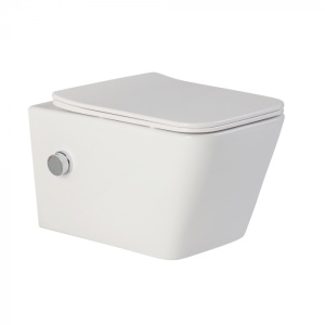 Set vas wc suspendat Foglia Safari cu functie bideu si baterie crom, rezervor incastrat Geberit Delta si clapeta crom lucios - Img 3