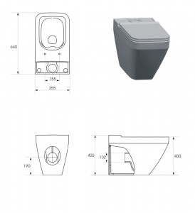 Vas wc stativ compact BTW Cersanit Crea Clean On, rectangular, cu capac slim, soft close - Img 5