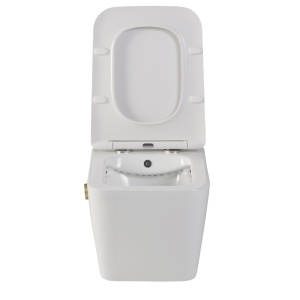 Vas wc suspendat cu functie bideu, dreptunghiular, apa calda rece, rimless, baterie auriu mat Foglia Safari - Img 3