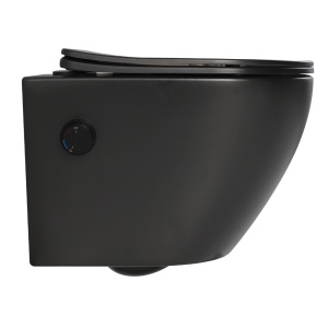 Vas wc suspendat cu functie bideu, negru mat, apa calda rece, spalare rimless, baterie inclusa Foglia Oslo - Img 5