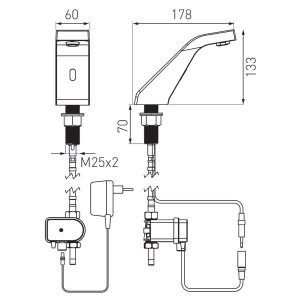 Baterie lavoar Ferro Sirocco Sensor Power-Safe, pentru apa rece - Img 2