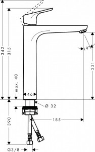 Baterie lavoar Hansgrohe Focus 230 inalta, crom - Img 2