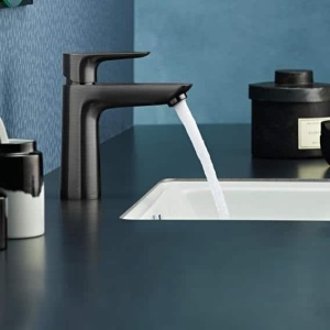 Baterie lavoar Hansgrohe Talis E 110 cu ventil Pop-Up negru - crom periat - Img 4