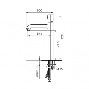 Baterie lavoar inalta FDESIGN Meandro cu ventil click-clack, crom - Img 2