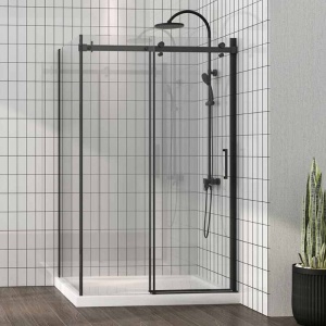 Cabina de dus Fluminia Panda Black, dreptunghiulara, negru mat