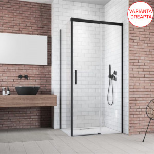 Cabina de dus Radaway Idea Black KDJ cu usa glisanta si perete fix, 100Rx90 cm - Img 5