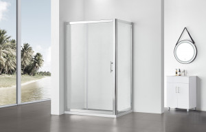 Cabina dus dreptunghiulara Belform Clear, usa culisanta, 120x90 cm, crom - Img 3