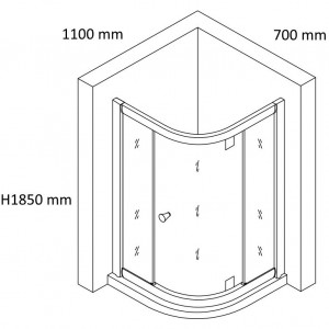 Cabina dus semirotunda Belform Clear, usa batanta, 110x70 cm, crom - Img 2