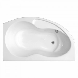 Cada baie asimetrica Belform Koni, suport, sifon, acril, stanga, 156x90 cm