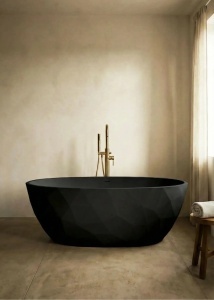 Cada baie freestanding Elaya acril, negru mat, 170x75 x 58 cm