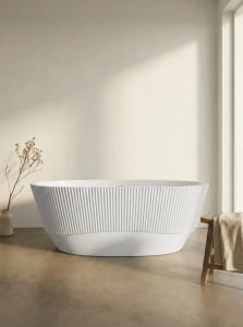Cada baie freestanding Sia, acril, riflata, 170x80 cm, alb lucios - Img 1