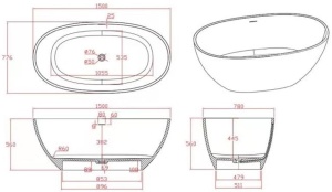 Cada freestanding compozit 150x78 cm alb lucios - Img 2