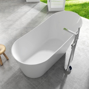Cada freestanding compozit Foglia Viva, 170 x 73 cm, ovala, alb lucios - Img 5