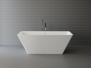 Cada freestanding dreptunghiulara, compozit alb mat, interior lucios, 168x82.9x60.5 cm, Foglia Imperia