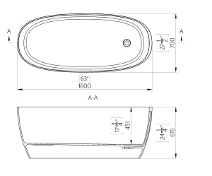 Cada freestanding ovala, compozit alb lucios, 160x70x61.5 cm Foglia Nova - Img 3