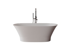 Cada freestanding ovala, compozit alb mat, interior lucios, 157x69x55 cm, Foglia Andromeda - Img 2