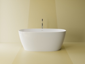 Cada freestanding ovala, compozit alb mat, interior lucios, 160x78.7x61.5 cm, Foglia Lumia