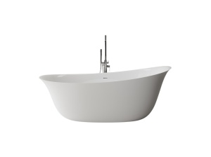 Cada freestanding ovala, compozit alb mat, interior lucios, 180.3x85x68.6 cm, Foglia Domus - Img 2