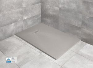 Cadita dus dreptunghiulara compozit Radaway Kyntos F 150x80x3 cm, gri cemento - Img 1
