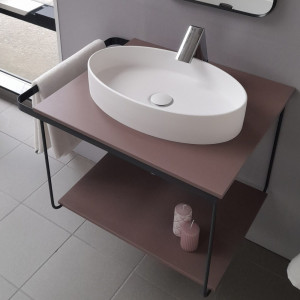 Cadru metalic cu blat, polita si lavoar Kuma ES50 ZOOM LOFT style, RECTOR, 60 cm - Img 1