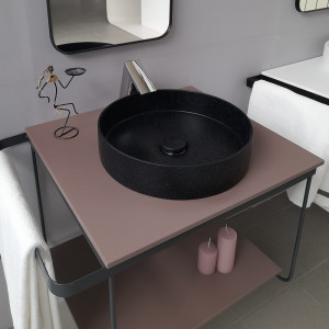 Cadru metalic cu blat, polita si lavoar Kuma ZOOM CI39 LOFT style, RECTOR, 60 cm - Img 2