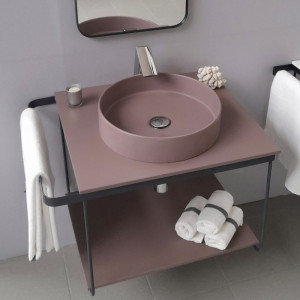 Cadru metalic cu blat, polita si lavoar Kuma ZOOM CI39 LOFT style, RECTOR, 80 cm - Img 3