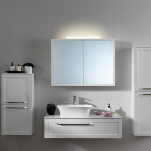 Dulap 2 usi cu oglinda iluminare LED Kolpasan Blanche, 95 cm, alb - Img 2