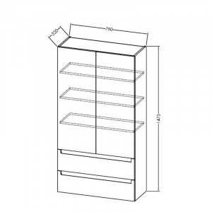 Dulap tip coloana Kolpasan Vittoria, 2 usi si 2 sertare, 79x148 cm, bej mat - Img 3
