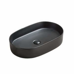 Lavoar baie Foglia Adelais, negru mat, oval, montaj pe blat 60 cm
