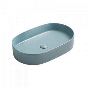 Lavoar baie oval pe blat Adelais 52x30x11 cm, verde deschis mat