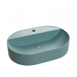 Lavoar baie oval pe blat Maurice, 50x38x12 cm, verde mat