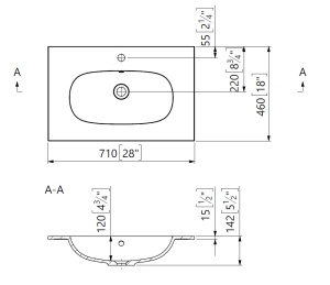 Lavoar incastrat din compozit, 71x46x14.2 cm, alb lucios, Foglia Dover - Img 2