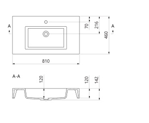 Lavoar incastrat Foglia Cube, compozit, dreptunghiular, 81x46x14.2 cm, alb lucios - Img 2