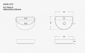 Lavoar pe blat A040-K72 48x43x15 cm, auriu - alb - Img 2
