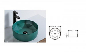 Lavoar pe blat Art Basin E5022GR 41x41x13 cm, verde - Img 1