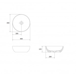 Lavoar pe blat Cersanit Larga, rotund, 40x40x13.5 cm, alb mat - Img 3