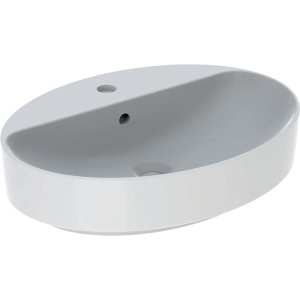 LAVOAR PE BLAT GEBERIT VARIFORM, OVAL, CU BANC CU ORIFICII DE ROBINET B-60CM,T-45CM, PREAPLIN VIZIBIL, ALB - Img 3