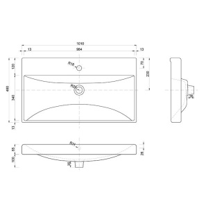 Lavoar Verso pentru mobilier Defra 101x45 cm - Img 2
