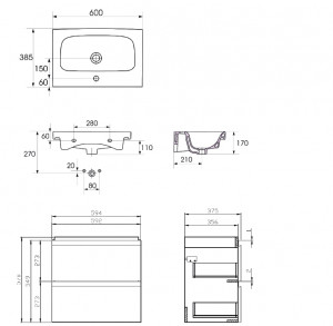 Mobilier suspendat Cersanit Moduo 981 cu lavoar 60 cm slim alb - Img 2