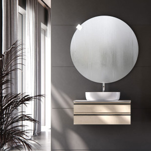 Mobilier suspendat Kolpasan Alexis cu blat alb pentru lavoar, 80 cm, Craft Wood - Img 2