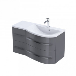 Mobilier suspendat Oristo Opal, cu lavoar Opal dreapta, 90 cm, gri lucios - Img 2