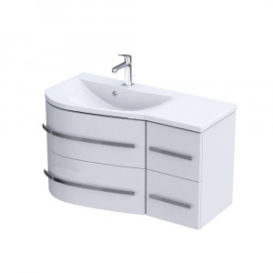 Mobilier suspendat Oristo Opal cu lavoar Opal stanga, 90 cm, alb lucios