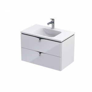 Mobilier suspendat Oristo Siena cu lavoar Amelia 80 cm, alb-lucios