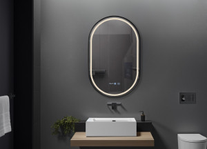 Oglinda cu iluminare LED 3 culori Belform Infinity rama neagra 50xH80 cm - Img 3